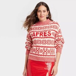 Red and White Patterned Women's Sweater